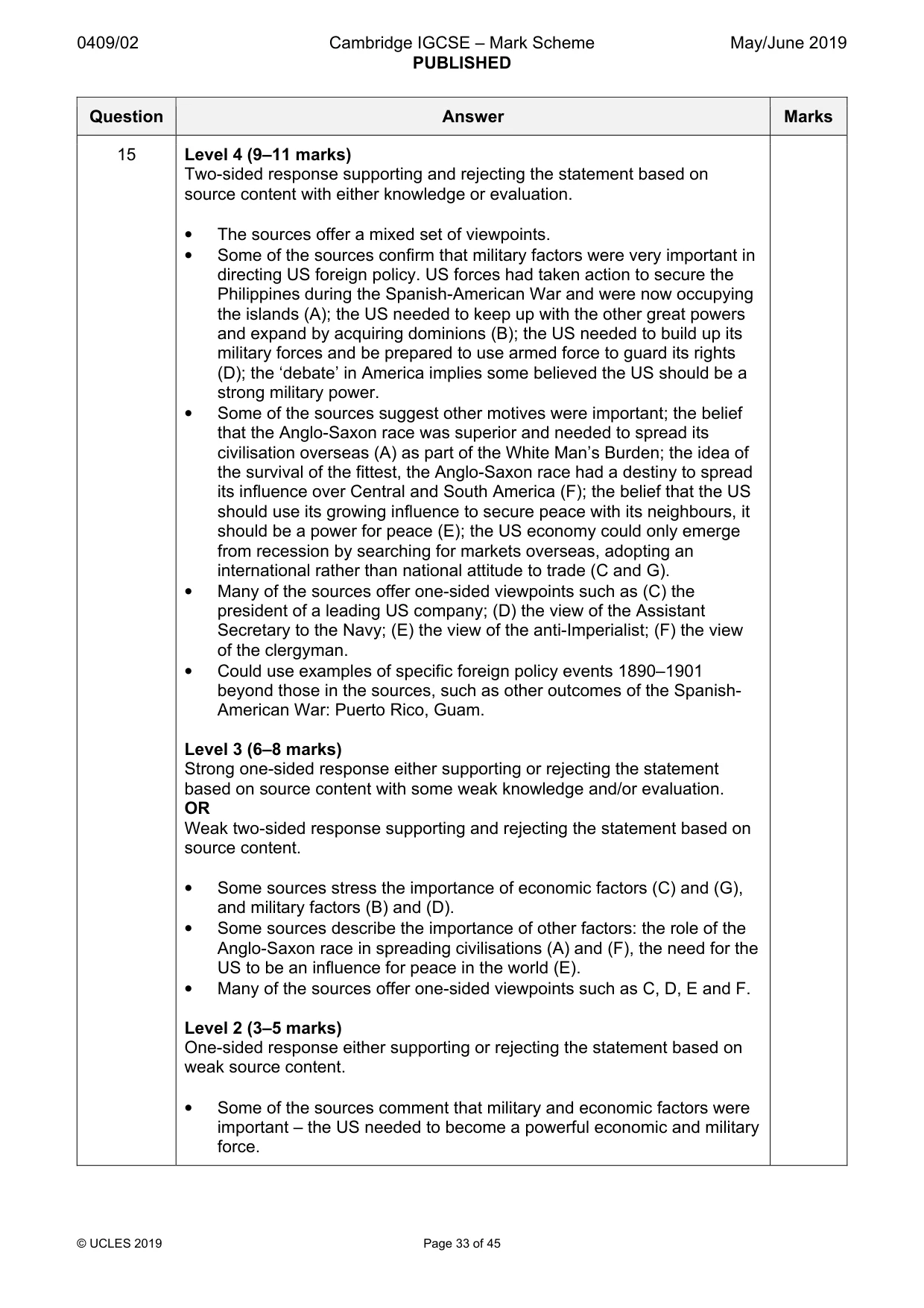 Mark scheme, page 33 of 45