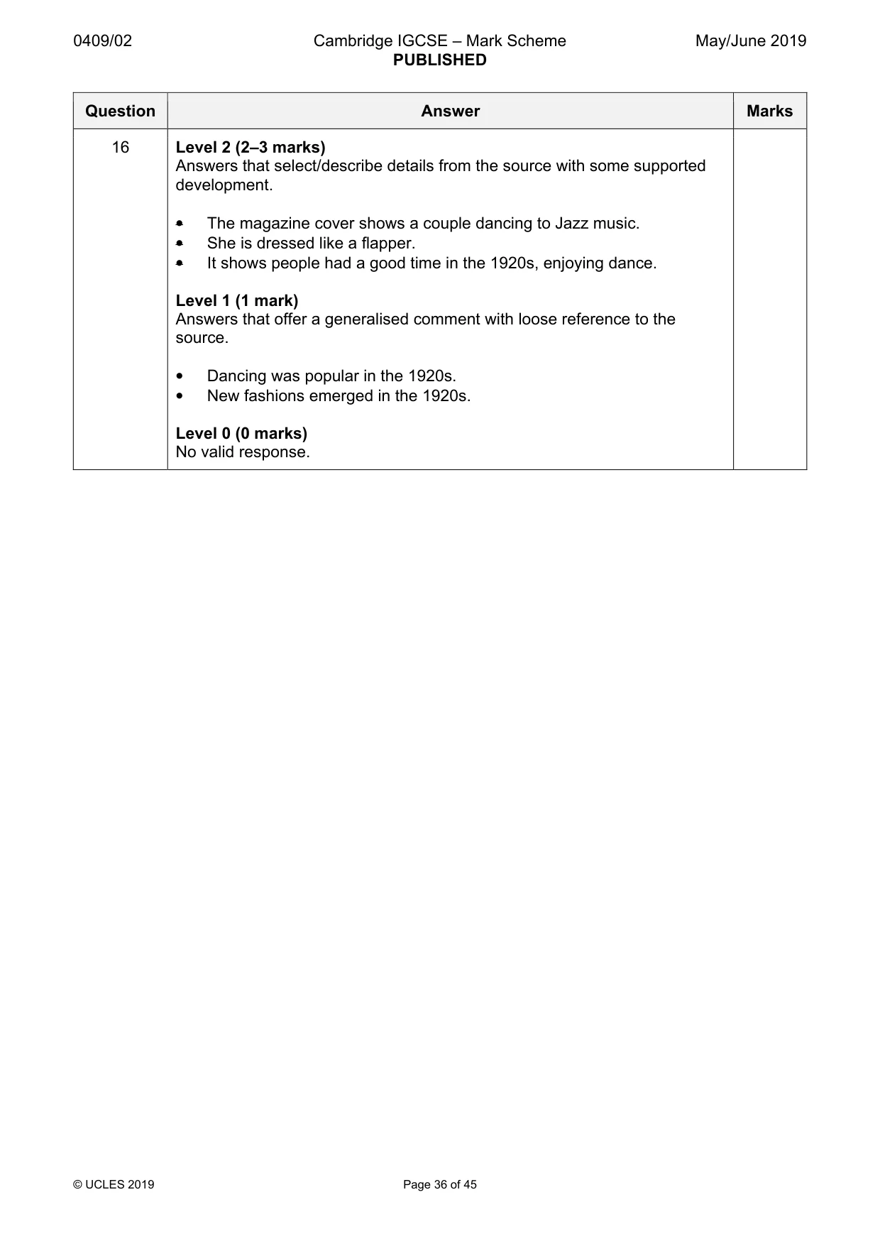 Mark scheme, page 36 of 45