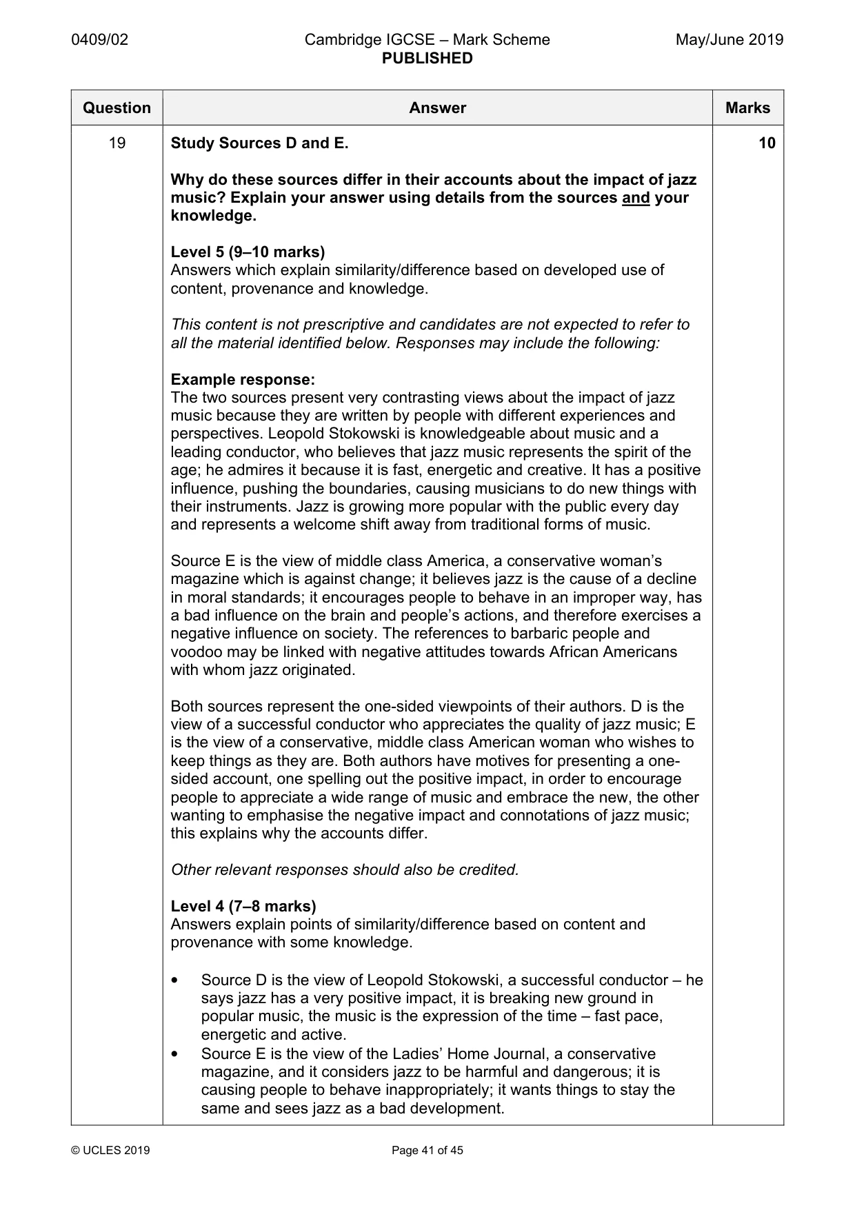 Mark scheme, page 41 of 45