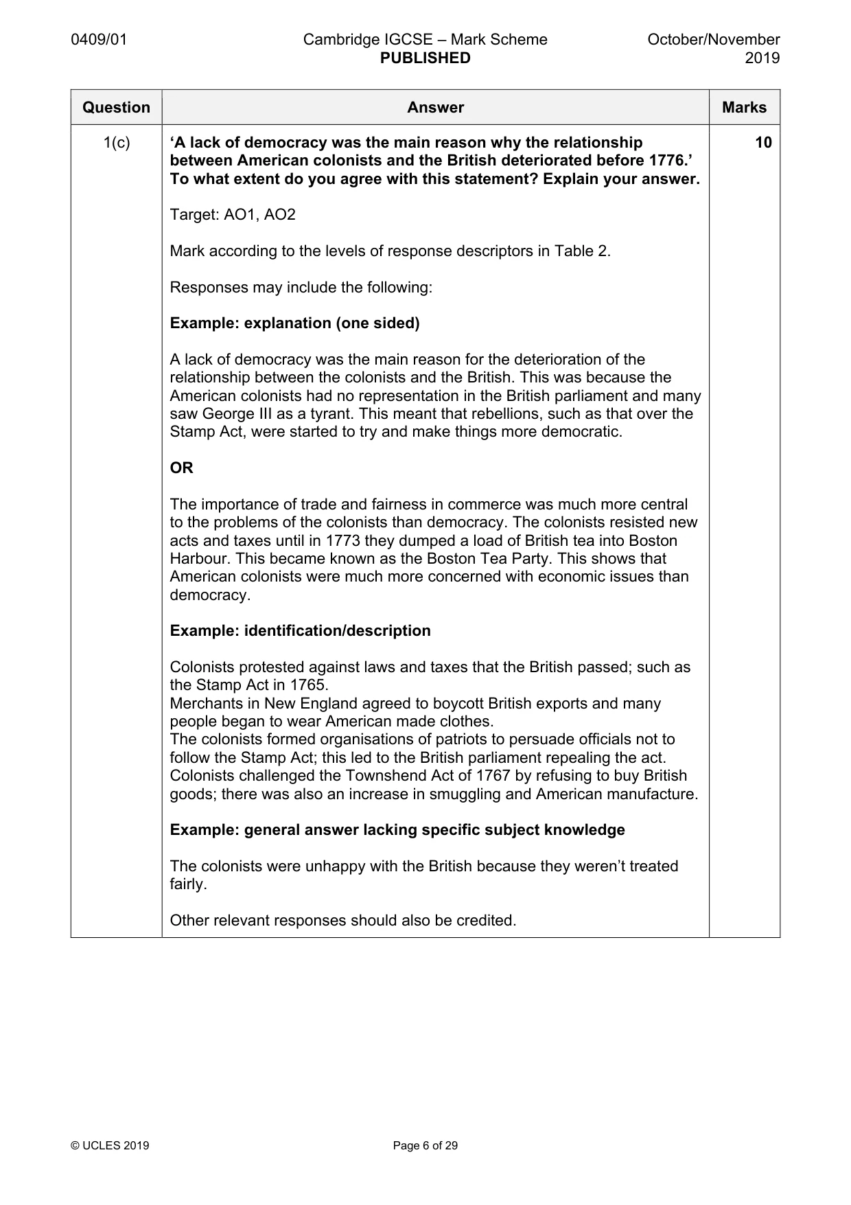 Mark scheme, page 6 of 29