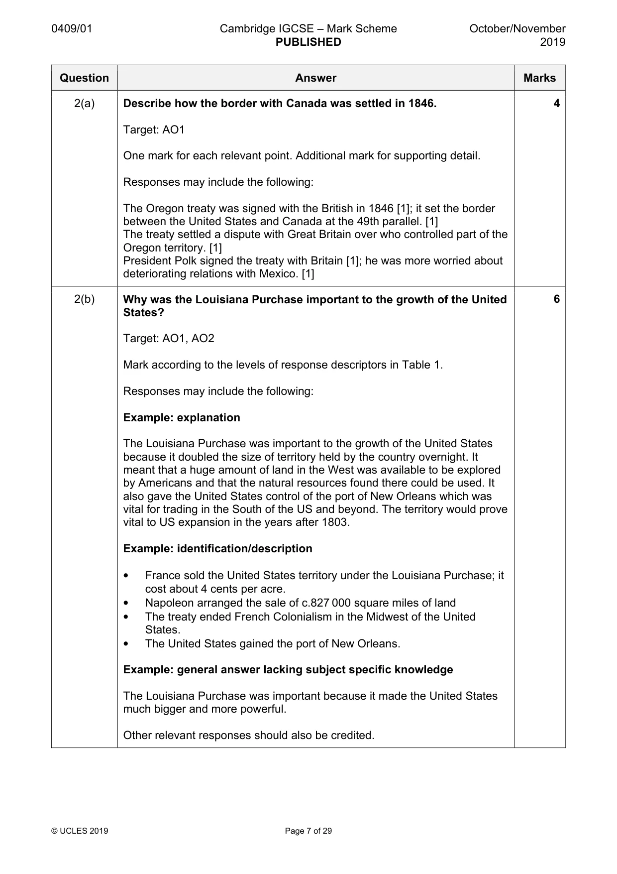 Mark scheme, page 7 of 29