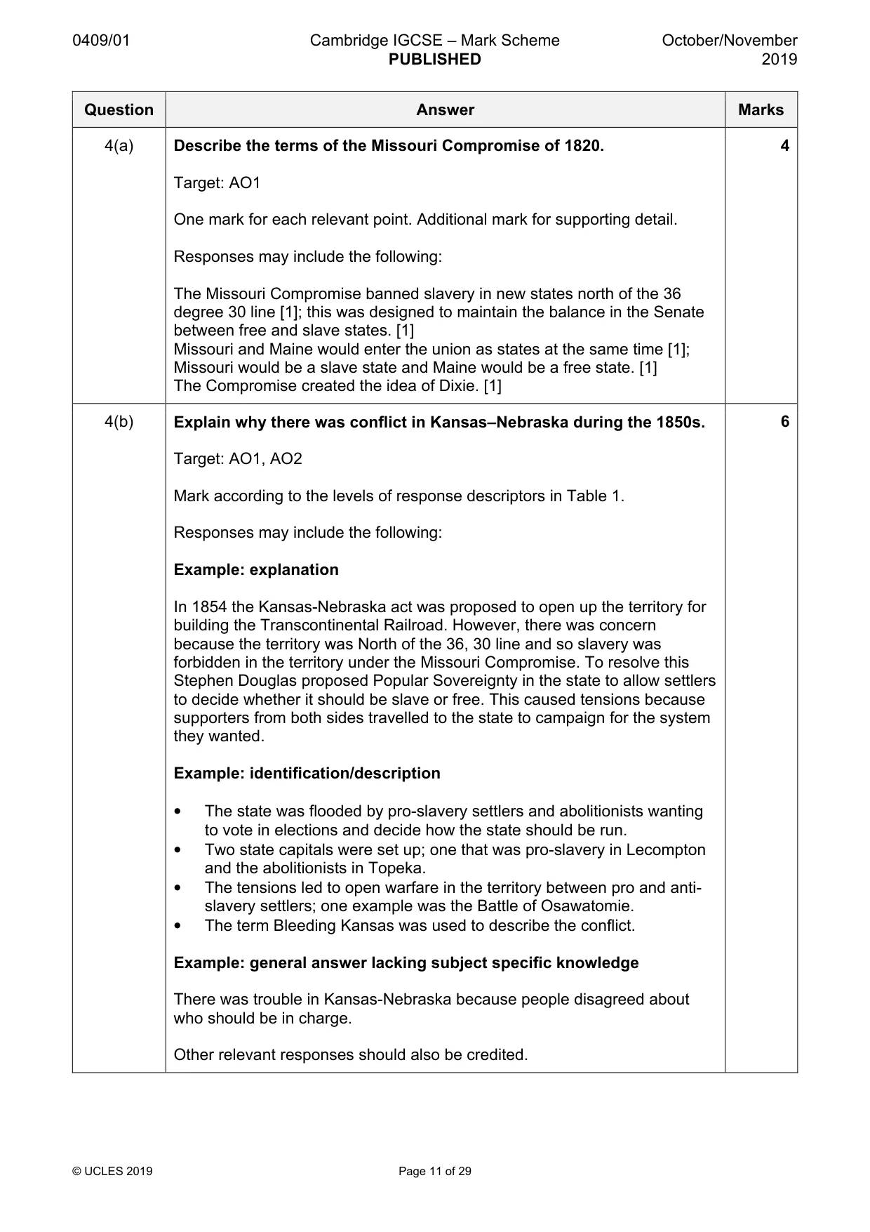 Mark scheme, page 11 of 29