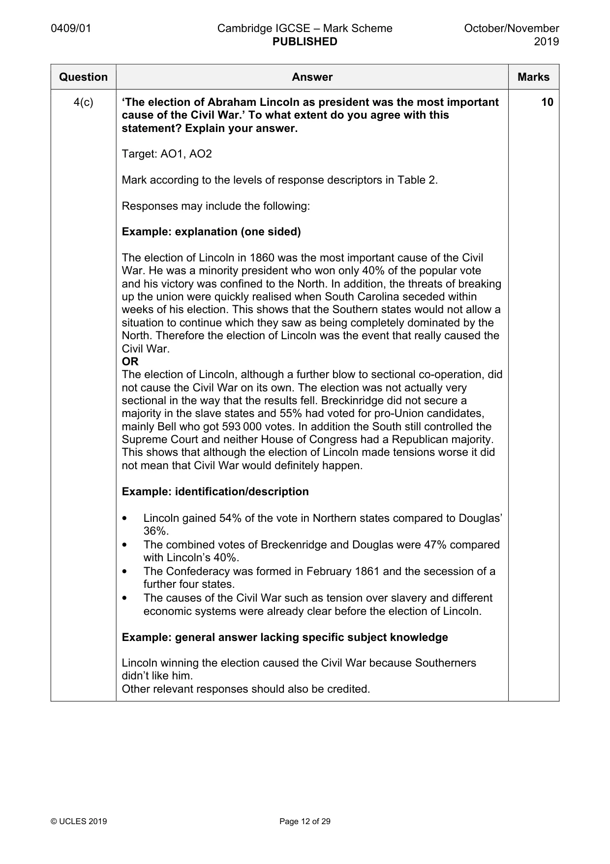 Mark scheme, page 12 of 29