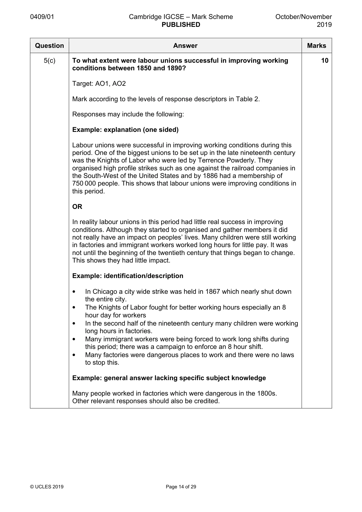 Mark scheme, page 14 of 29