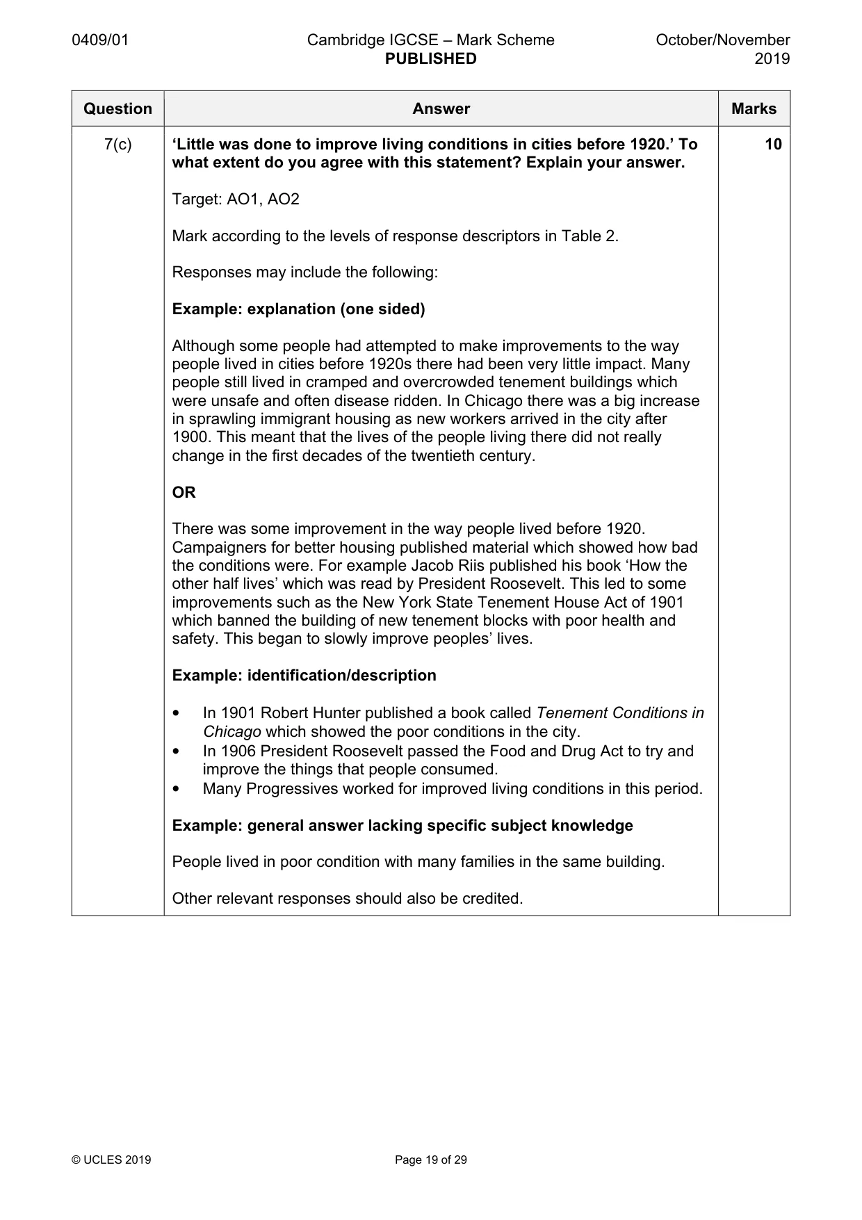 Mark scheme, page 19 of 29