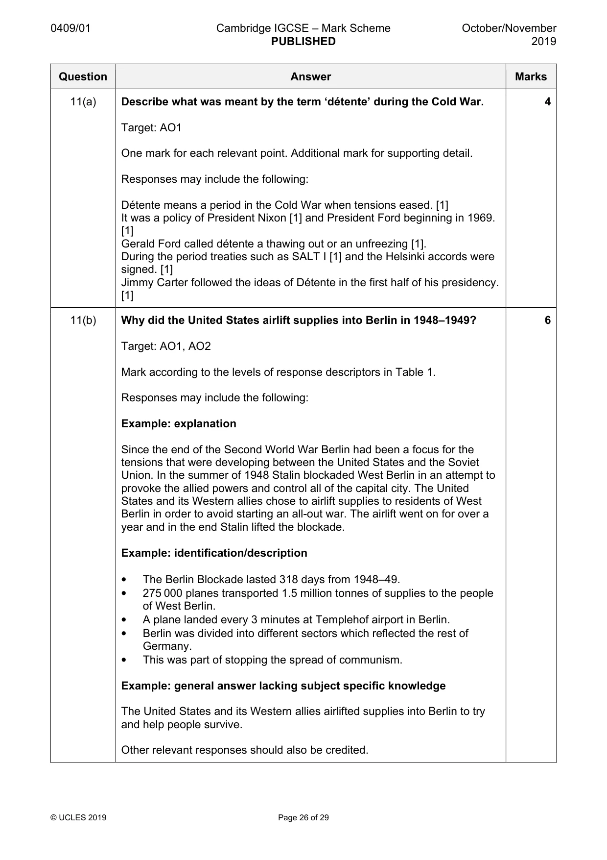 Mark scheme, page 26 of 29