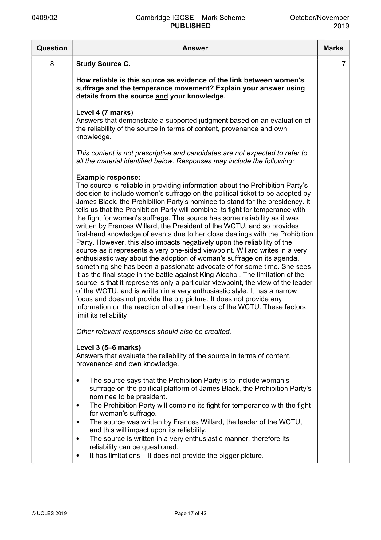 Mark scheme, page 17 of 42