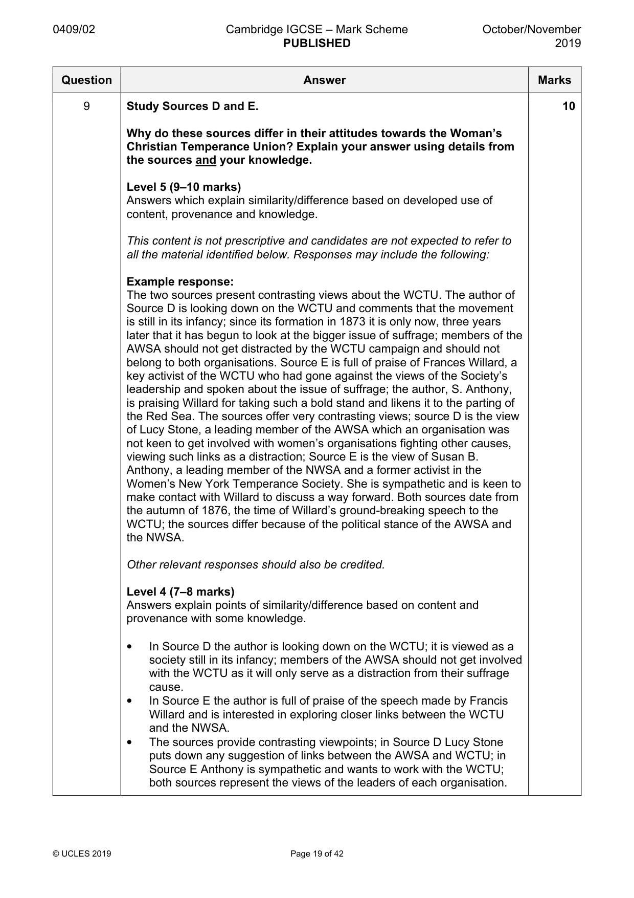 Mark scheme, page 19 of 42