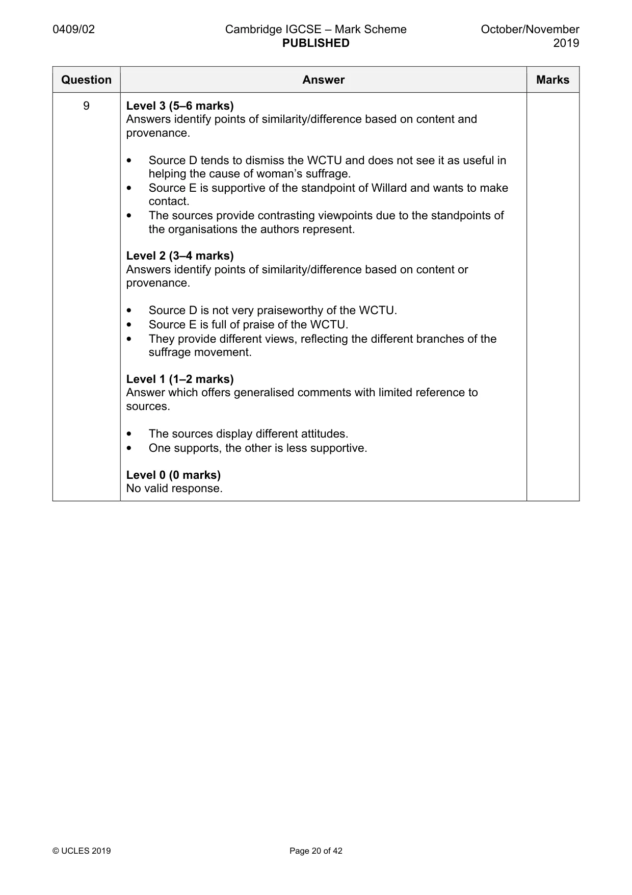 Mark scheme, page 20 of 42