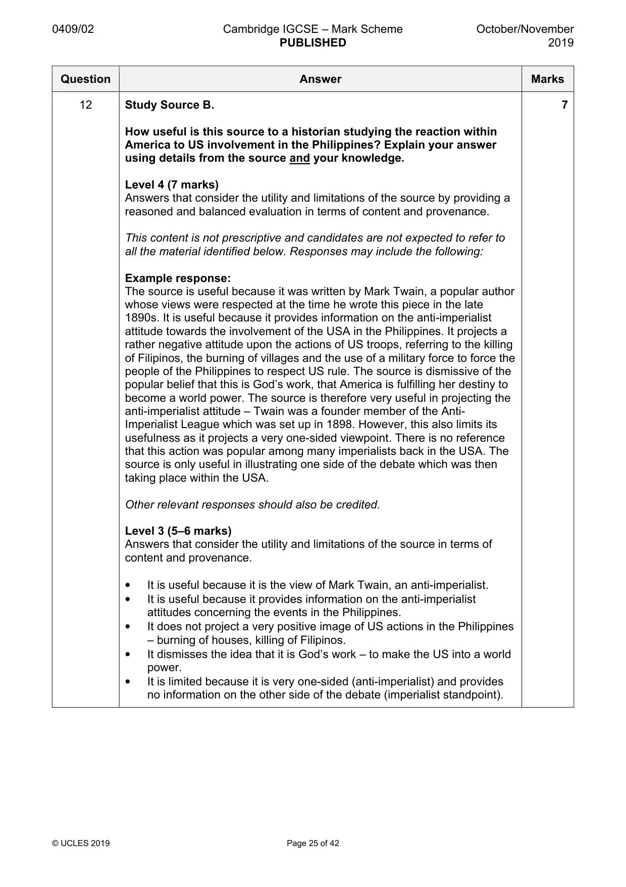 Mark scheme, page 25 of 42