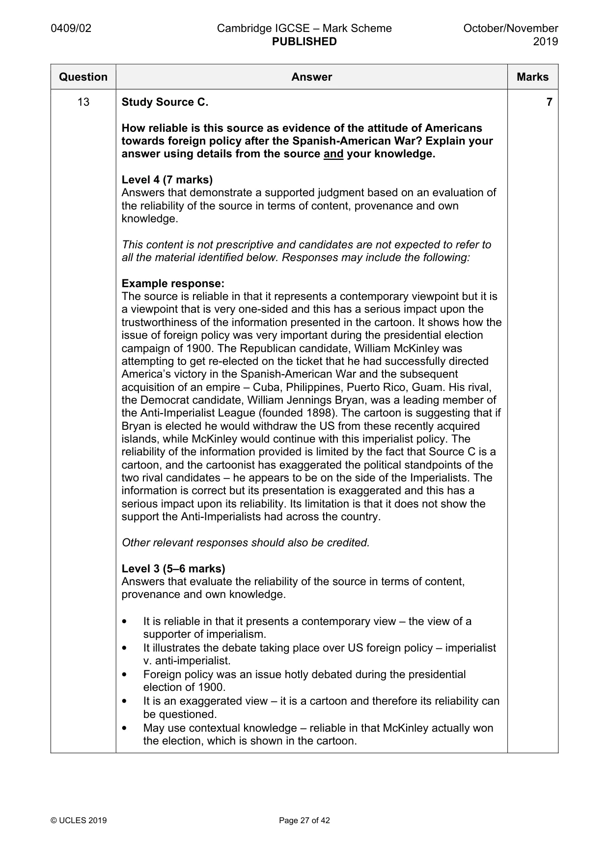 Mark scheme, page 27 of 42