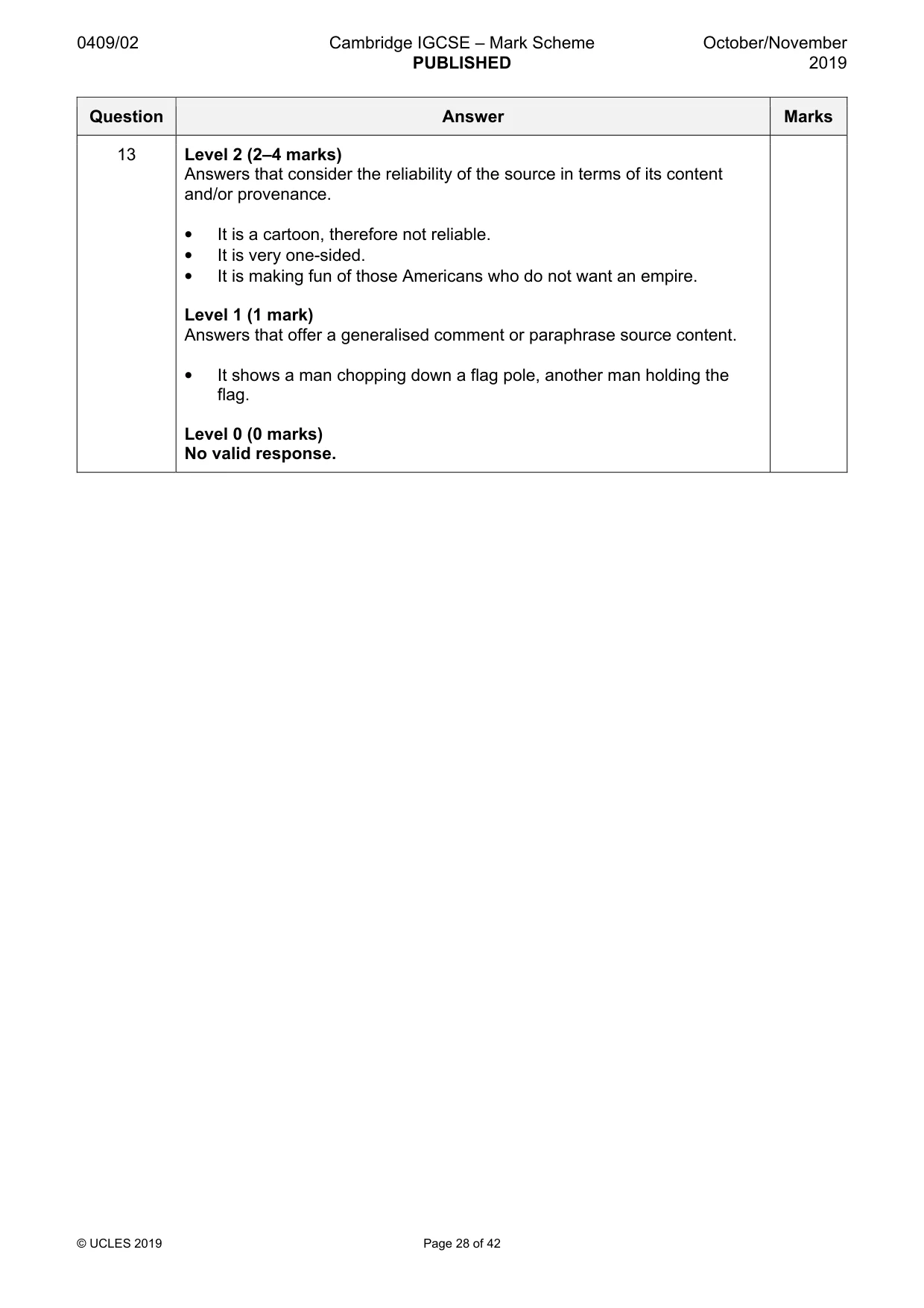 Mark scheme, page 28 of 42