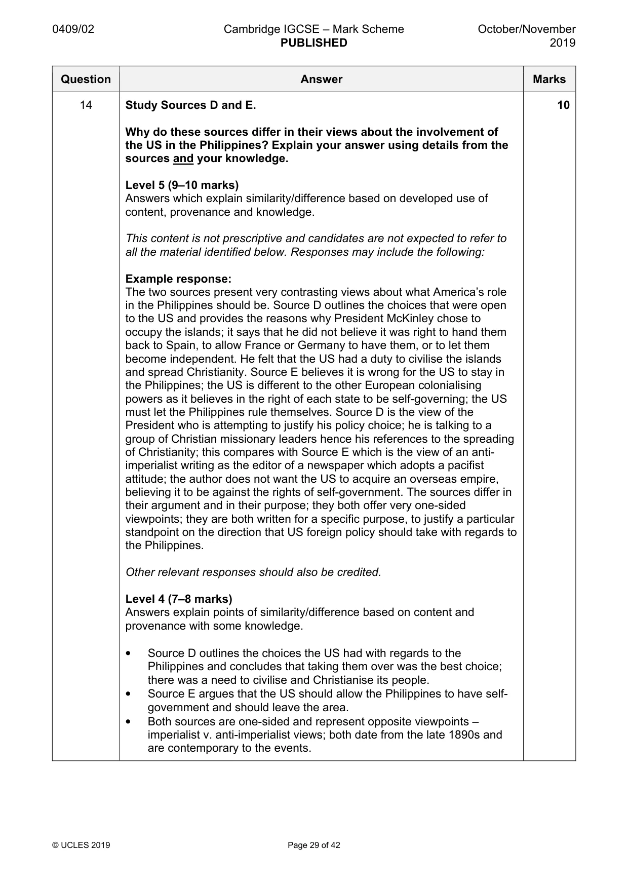 Mark scheme, page 29 of 42