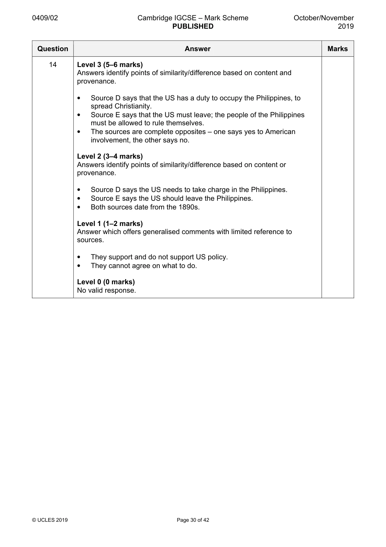 Mark scheme, page 30 of 42