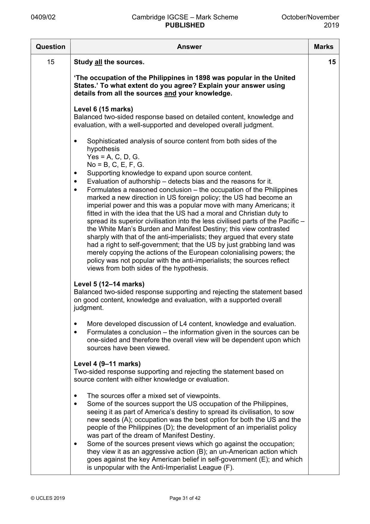 Mark scheme, page 31 of 42