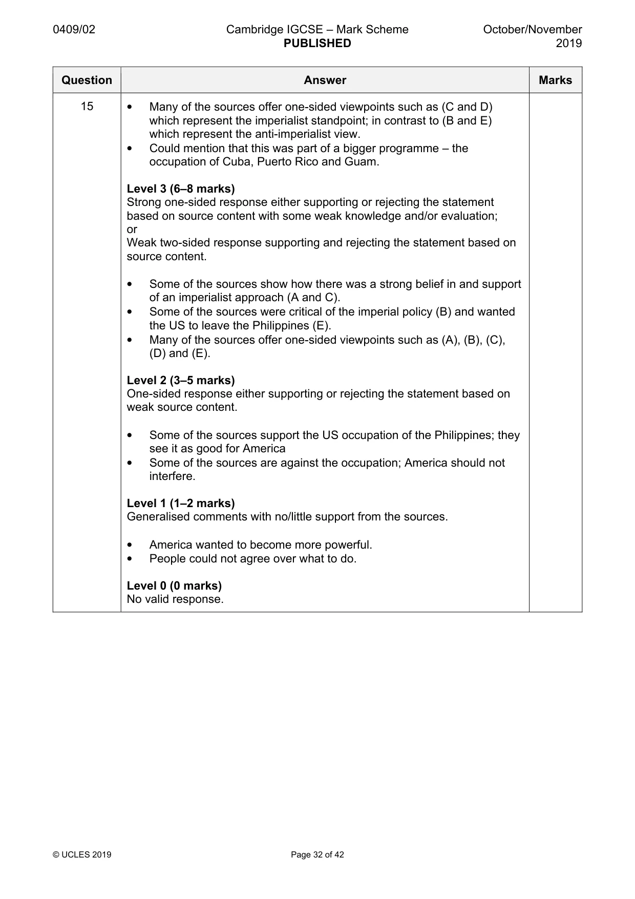 Mark scheme, page 32 of 42