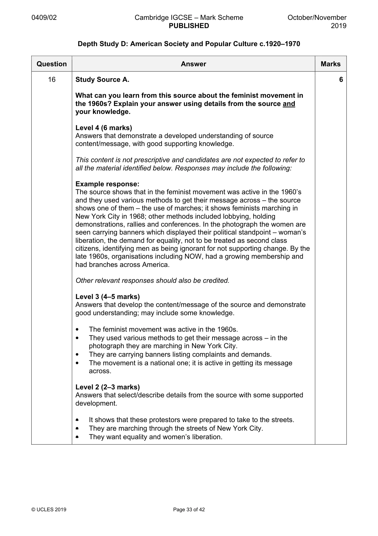 Mark scheme, page 33 of 42