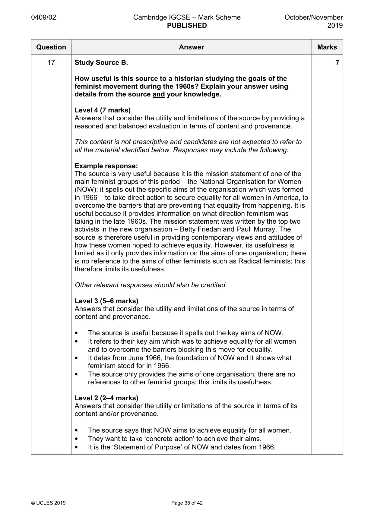 Mark scheme, page 35 of 42