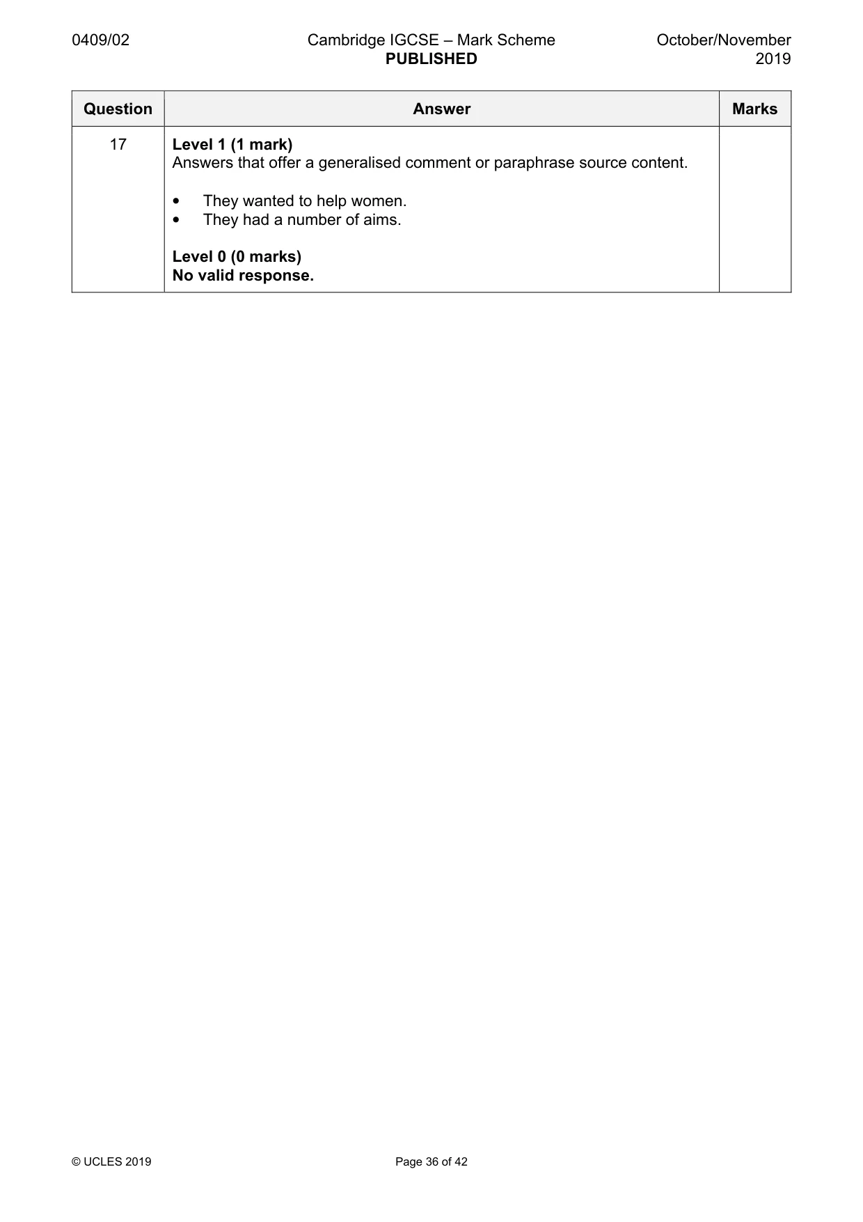Mark scheme, page 36 of 42
