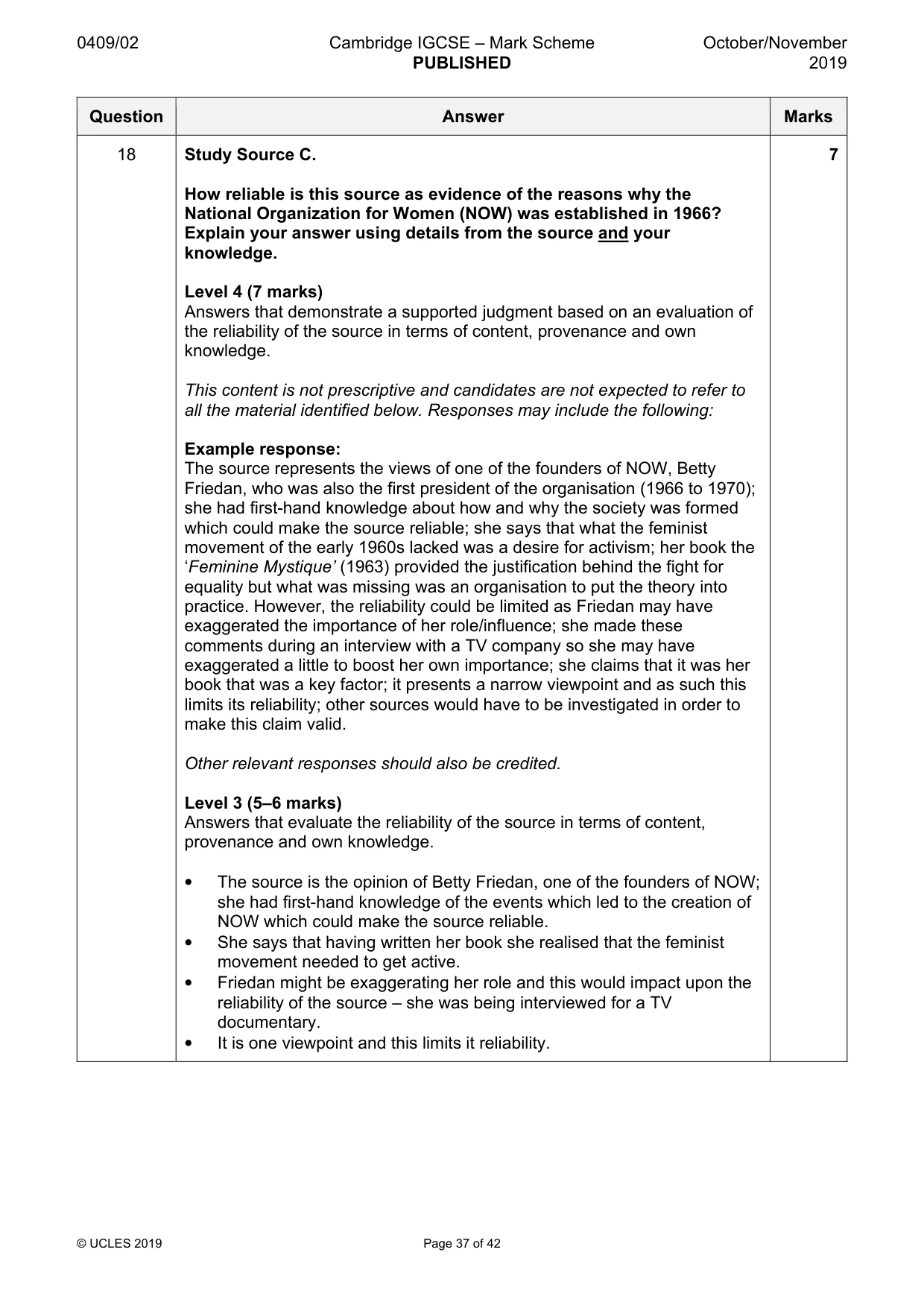 Mark scheme, page 37 of 42