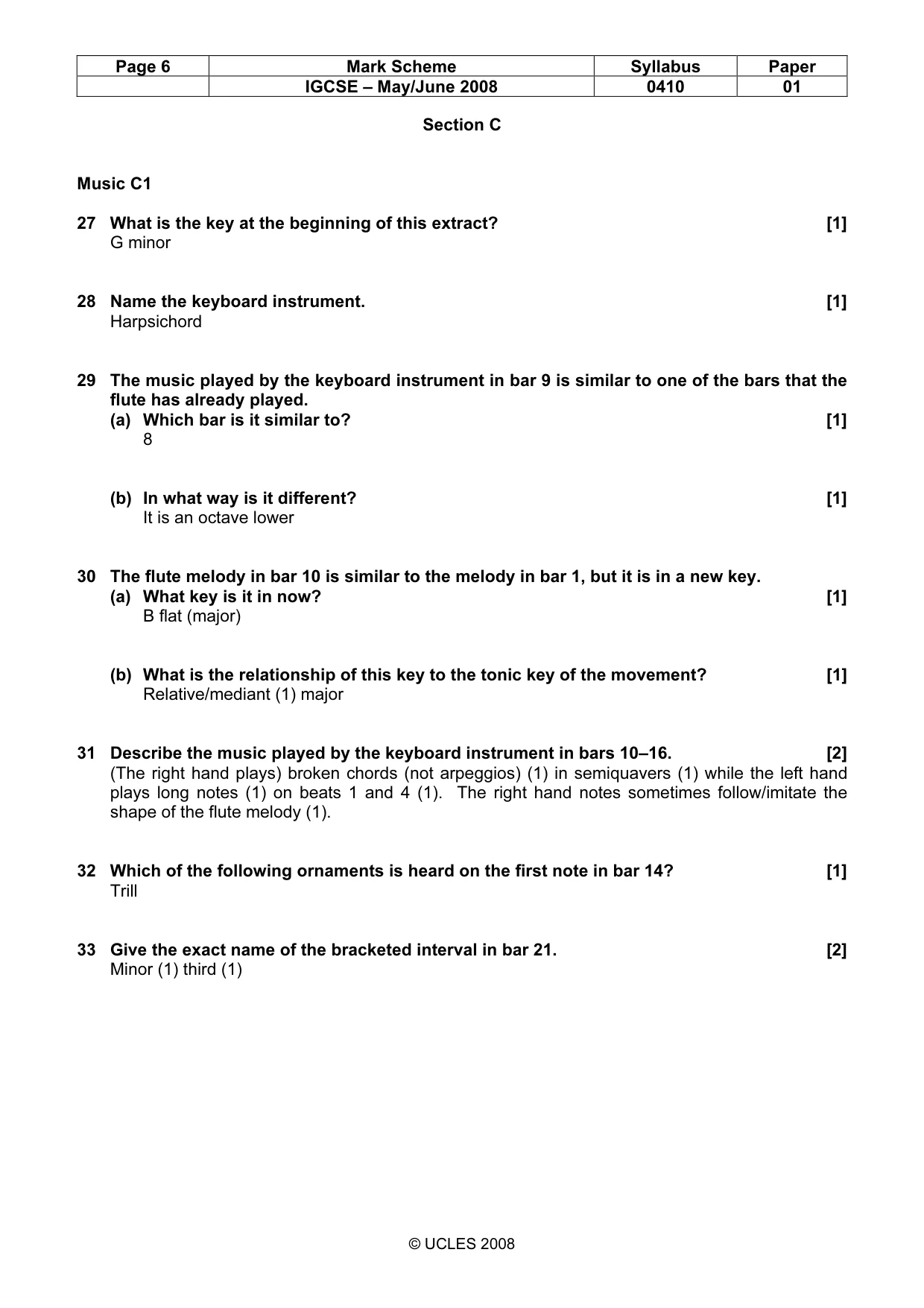 Mark scheme, page 6 of 7