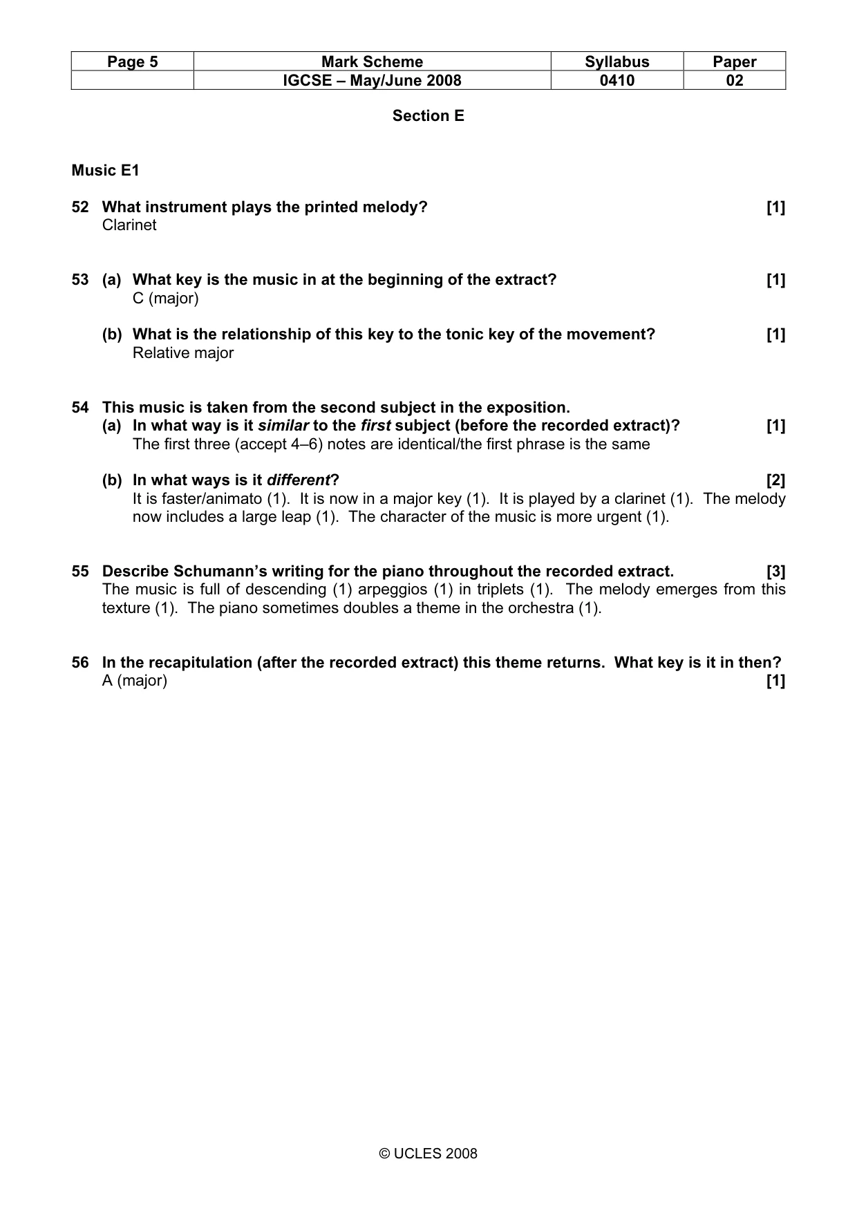 Mark scheme, page 5 of 8