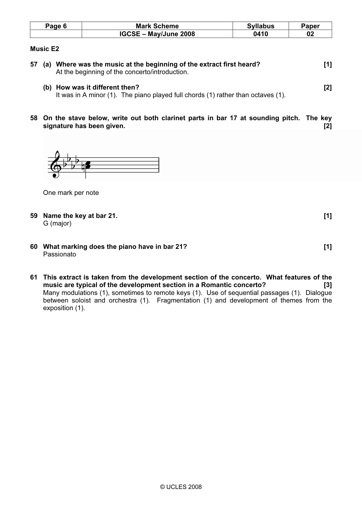Mark scheme, page 6 of 8