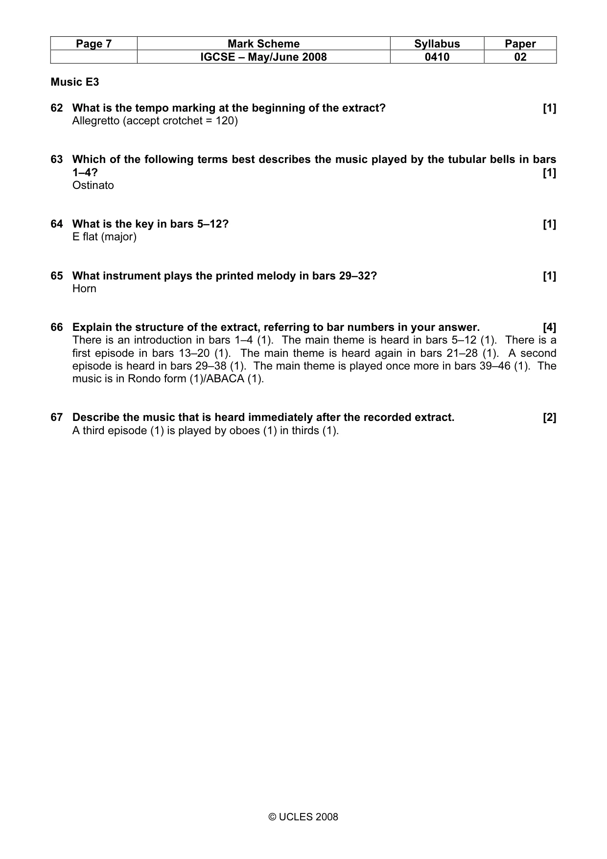 Mark scheme, page 7 of 8