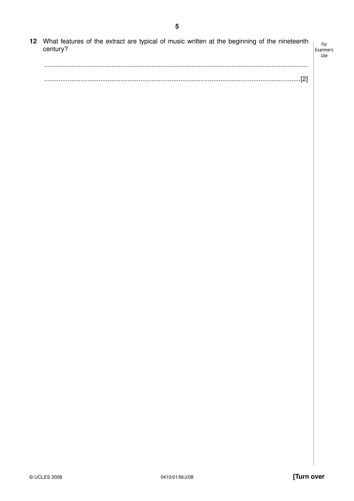 Cambridge IGCSE Music 0410 2008 May/June Paper 1 · Variant 1 question paper, page 5 of 14