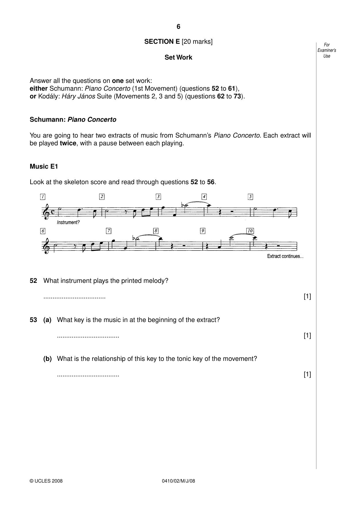 Cambridge IGCSE Music 0410 2008 May/June Paper 2 · Variant 1 question paper, page 6 of 16