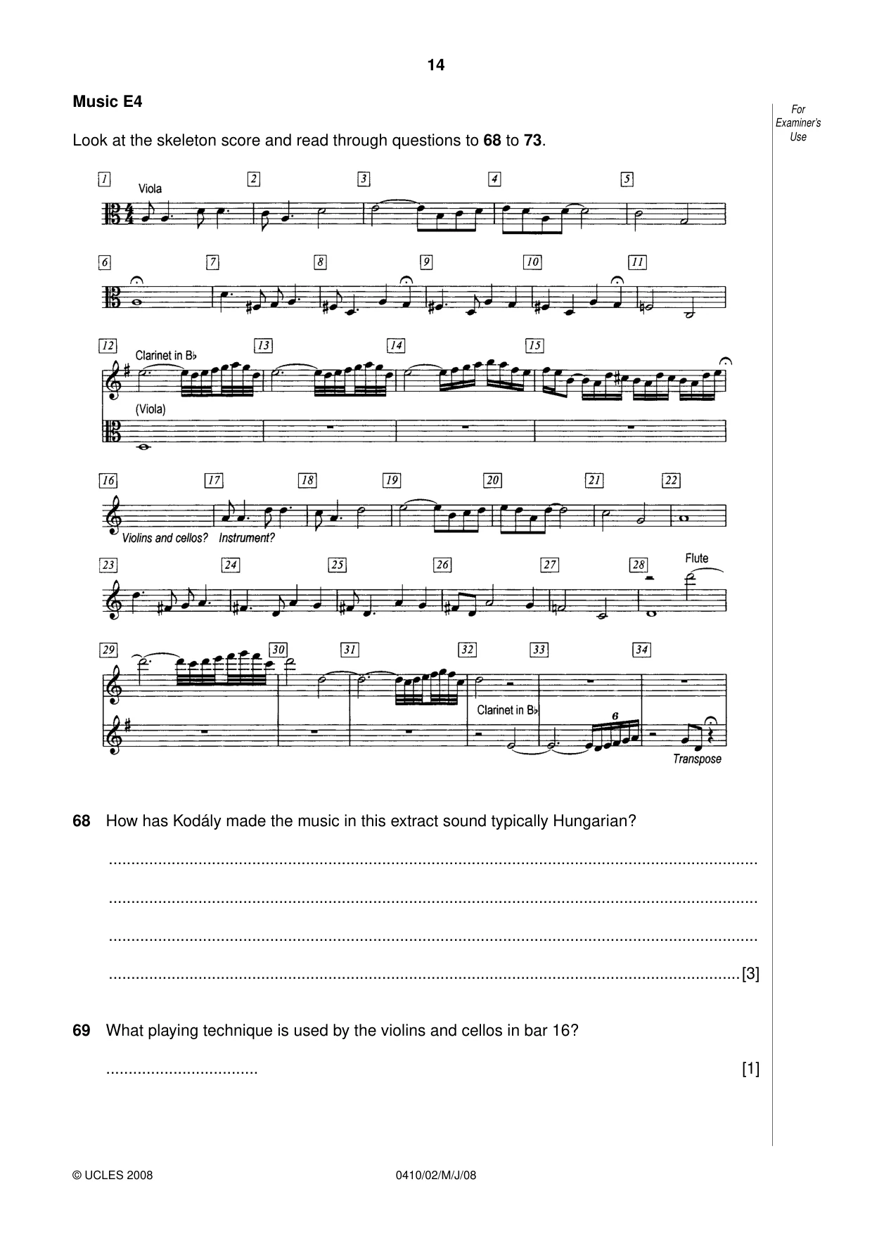 Cambridge IGCSE Music 0410 2008 May/June Paper 2 · Variant 1 question paper, page 14 of 16
