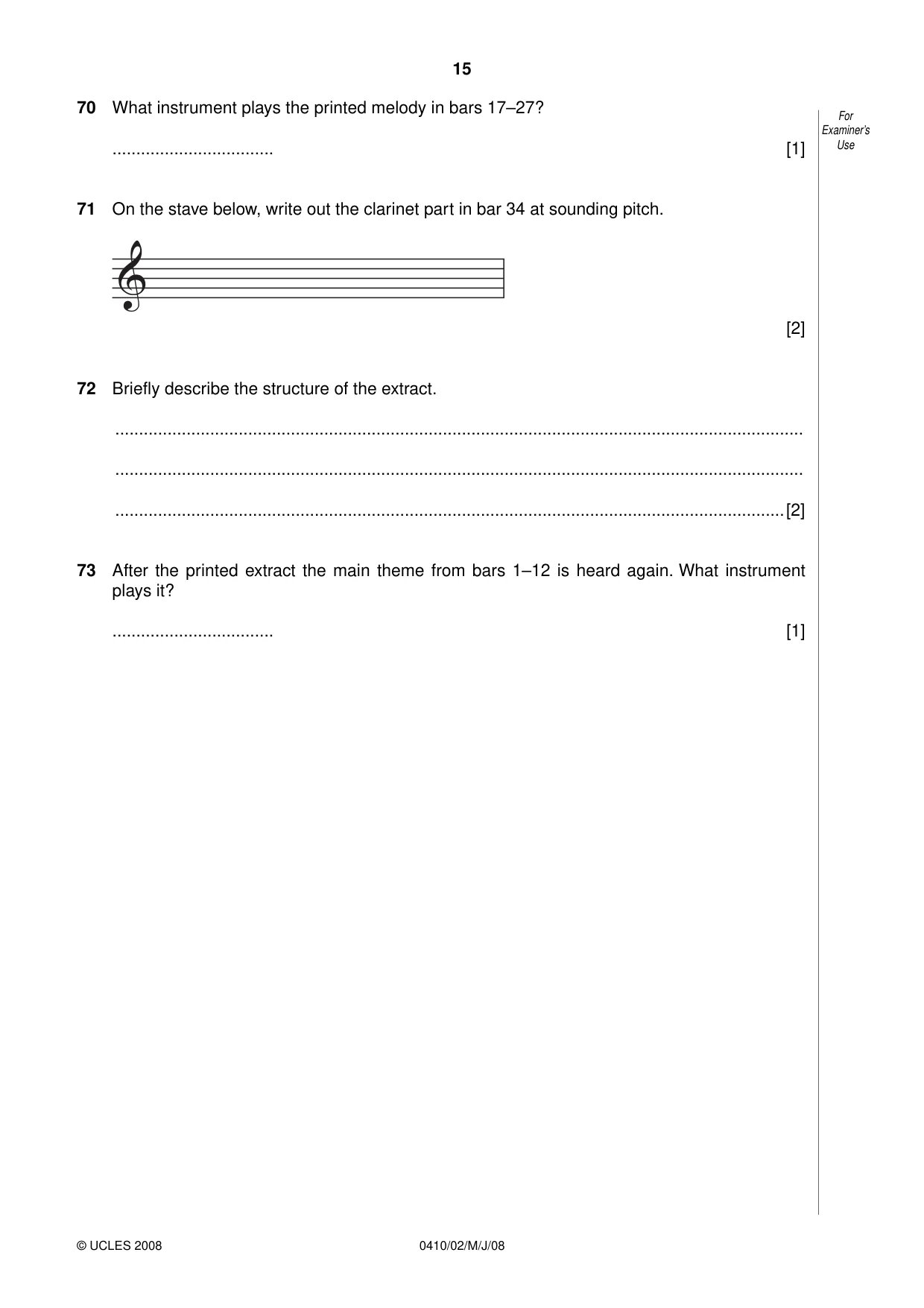 Cambridge IGCSE Music 0410 2008 May/June Paper 2 · Variant 1 question paper, page 15 of 16