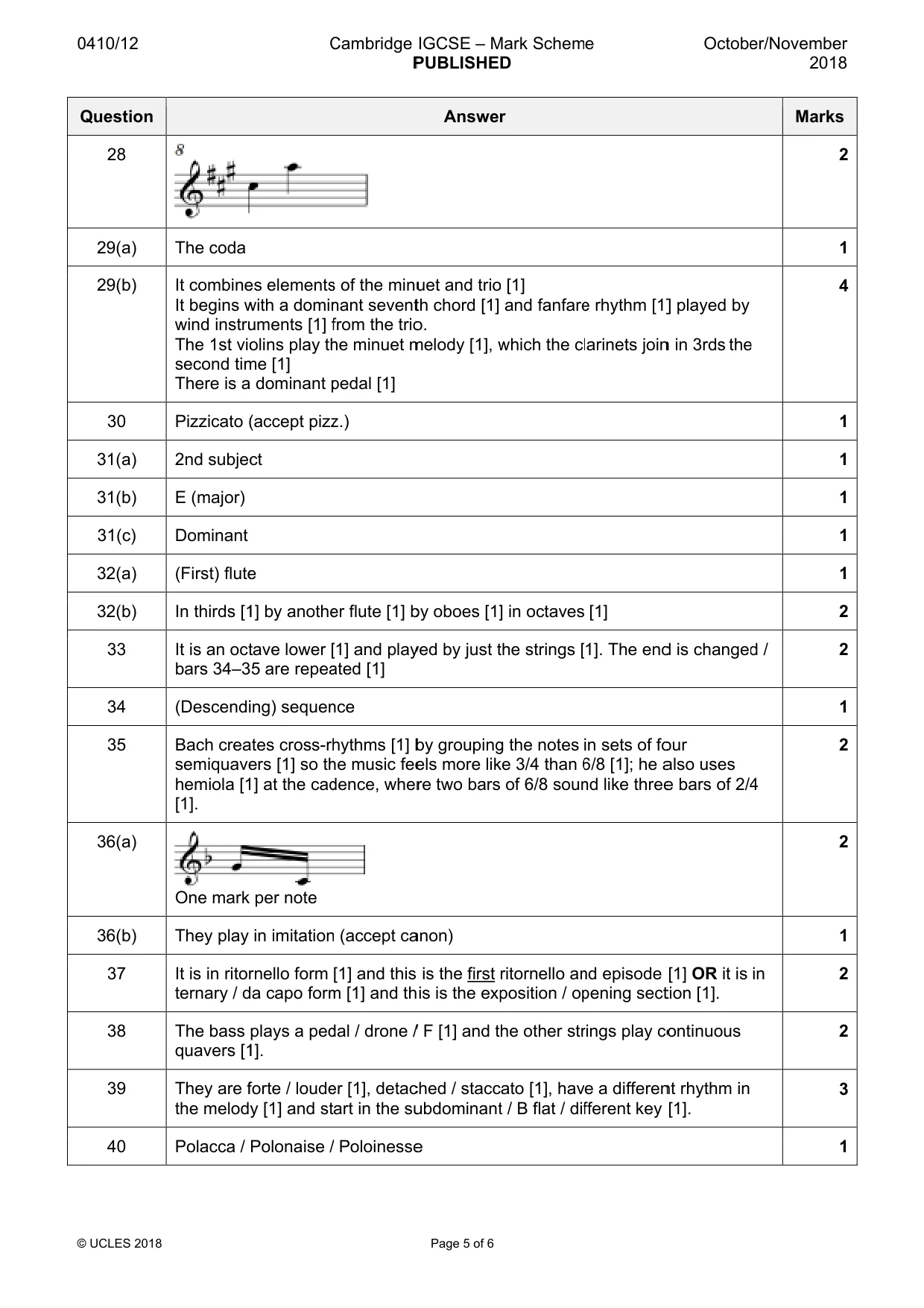 Mark scheme, page 5 of 6
