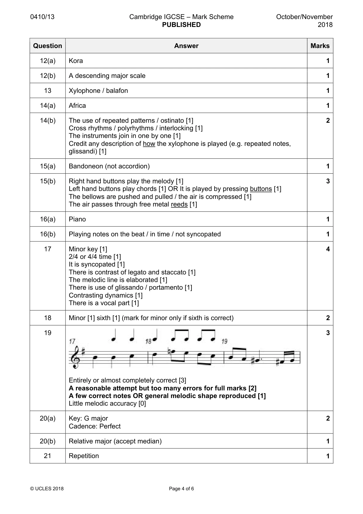 Mark scheme, page 4 of 6