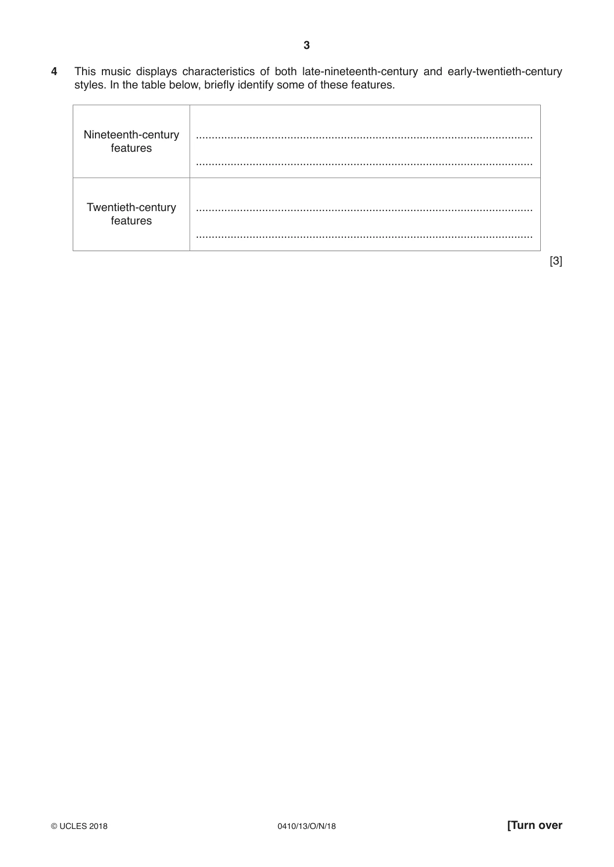 Cambridge IGCSE Music 0410 2018 Oct/Nov Paper 1 · Variant 3 question paper, page 3 of 16