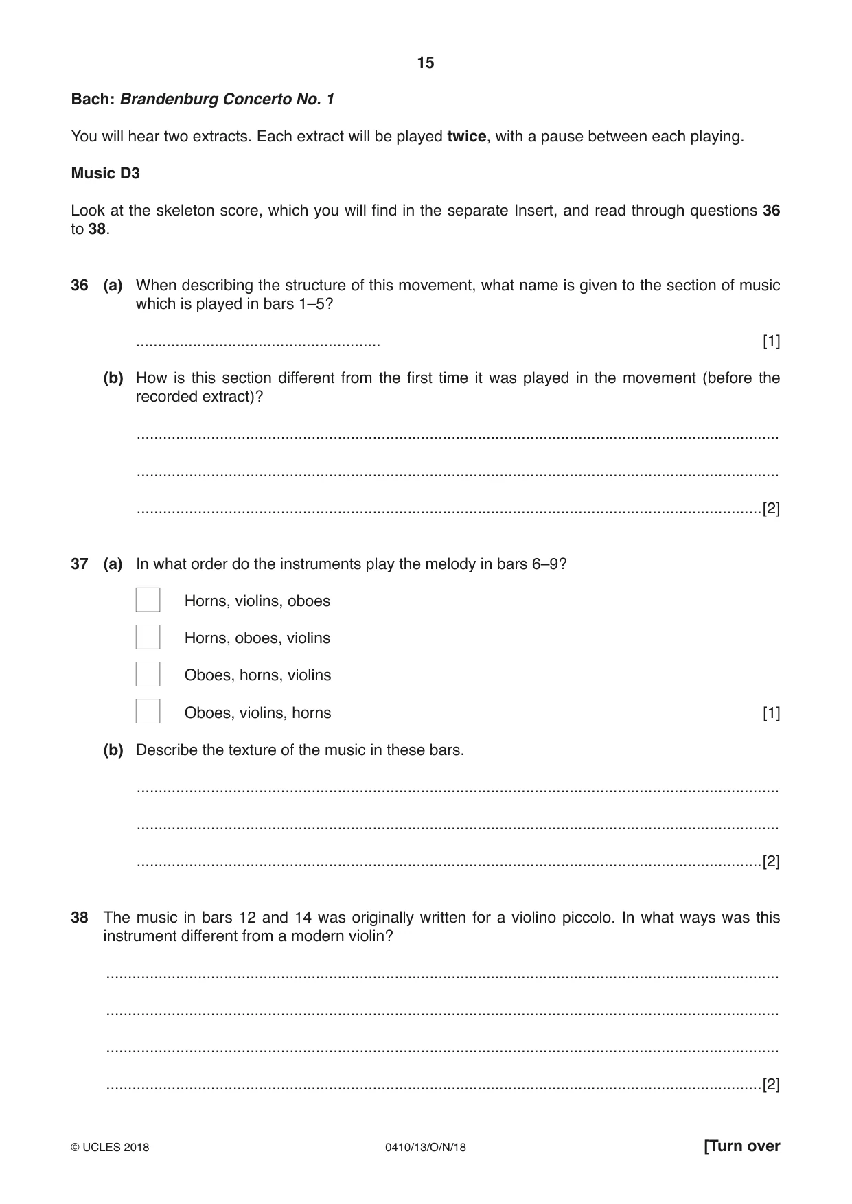 Cambridge IGCSE Music 0410 2018 Oct/Nov Paper 1 · Variant 3 question paper, page 15 of 16
