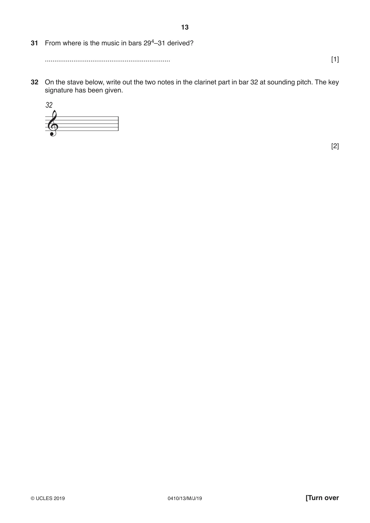 Cambridge IGCSE Music 0410 2019 May/June Paper 1 · Variant 3 question paper, page 13 of 16