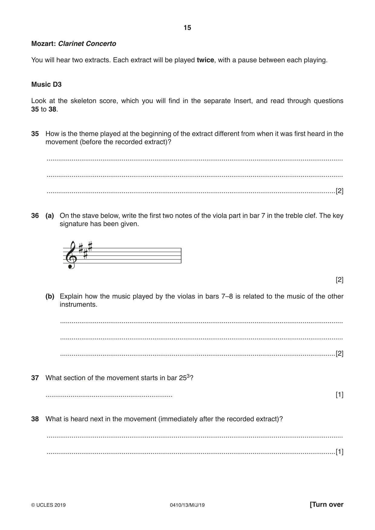 Cambridge IGCSE Music 0410 2019 May/June Paper 1 · Variant 3 question paper, page 15 of 16