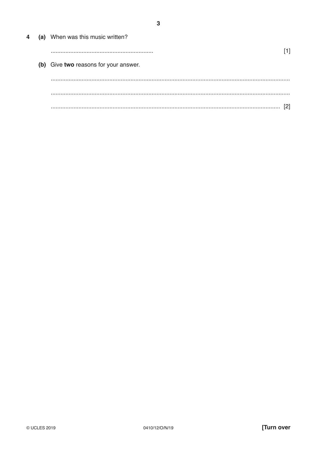 Cambridge IGCSE Music 0410 2019 Oct/Nov Paper 1 · Variant 2 question paper, page 3 of 16