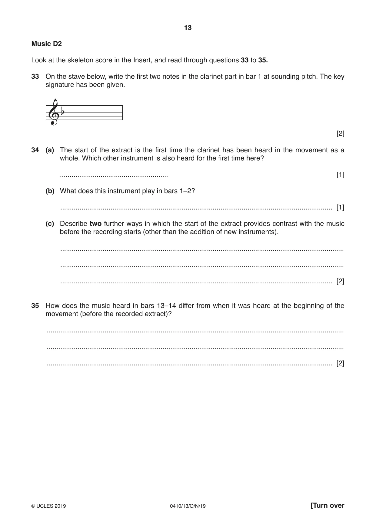 Cambridge IGCSE Music 0410 2019 Oct/Nov Paper 1 · Variant 3 question paper, page 13 of 16