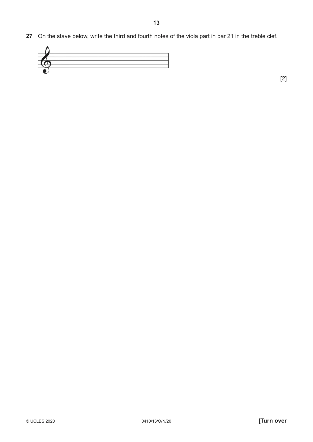 Cambridge IGCSE Music 0410 2020 Oct/Nov Paper 1 · Variant 3 question paper, page 13 of 16