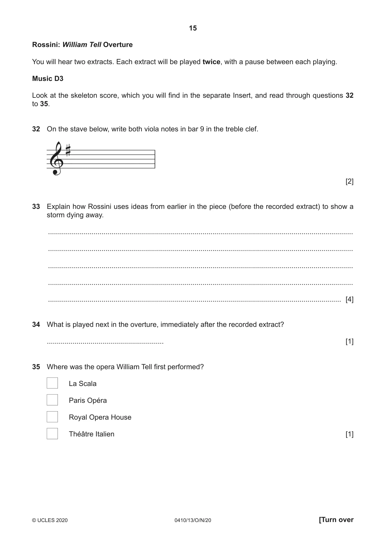 Cambridge IGCSE Music 0410 2020 Oct/Nov Paper 1 · Variant 3 question paper, page 15 of 16