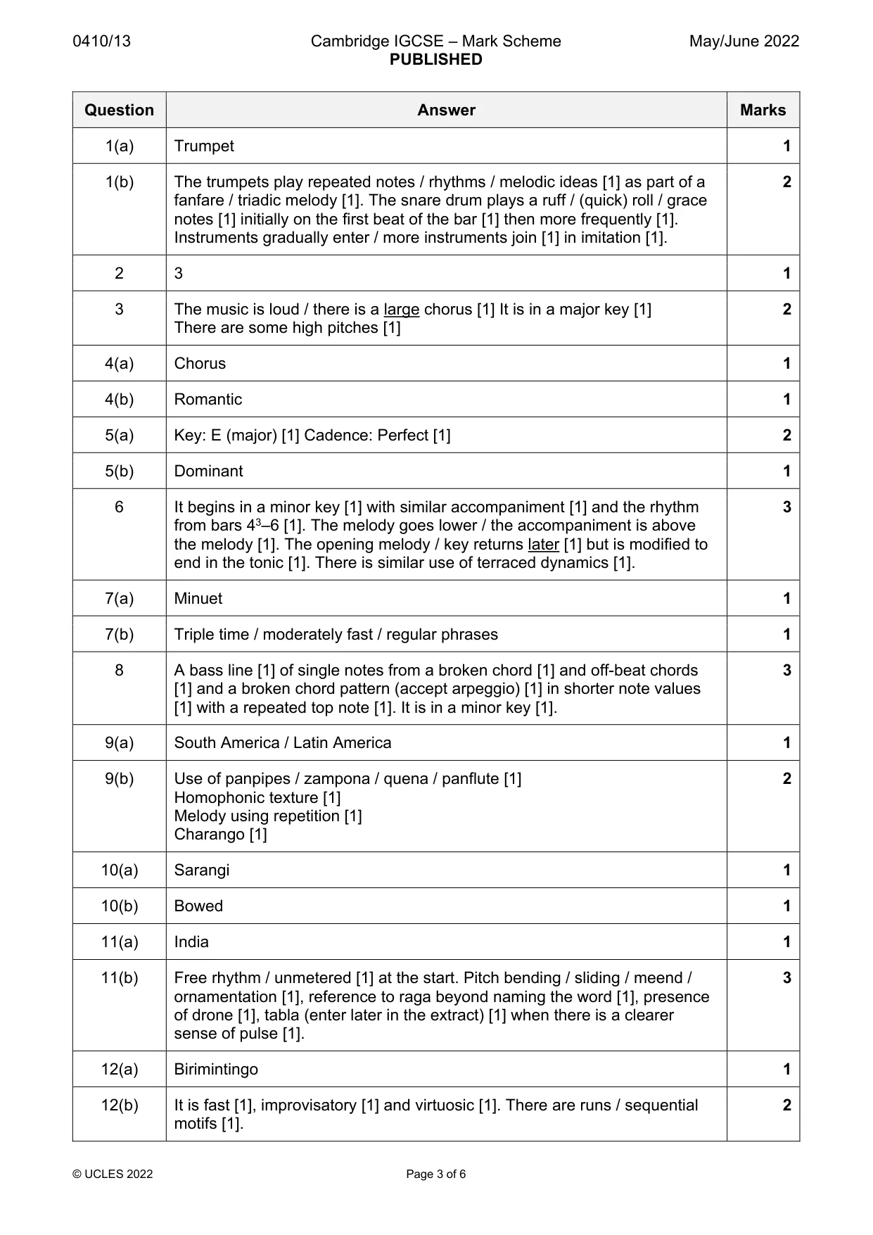 Mark scheme, page 3 of 6