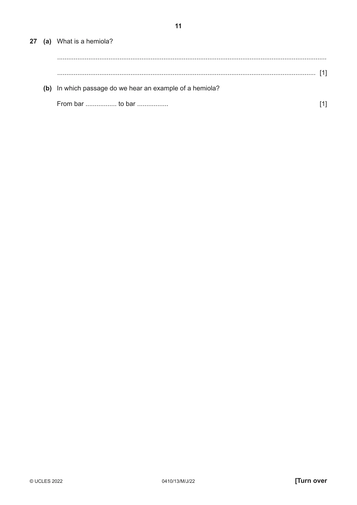 Cambridge IGCSE Music 0410 2022 May/June Paper 1 · Variant 3 question paper, page 11 of 16