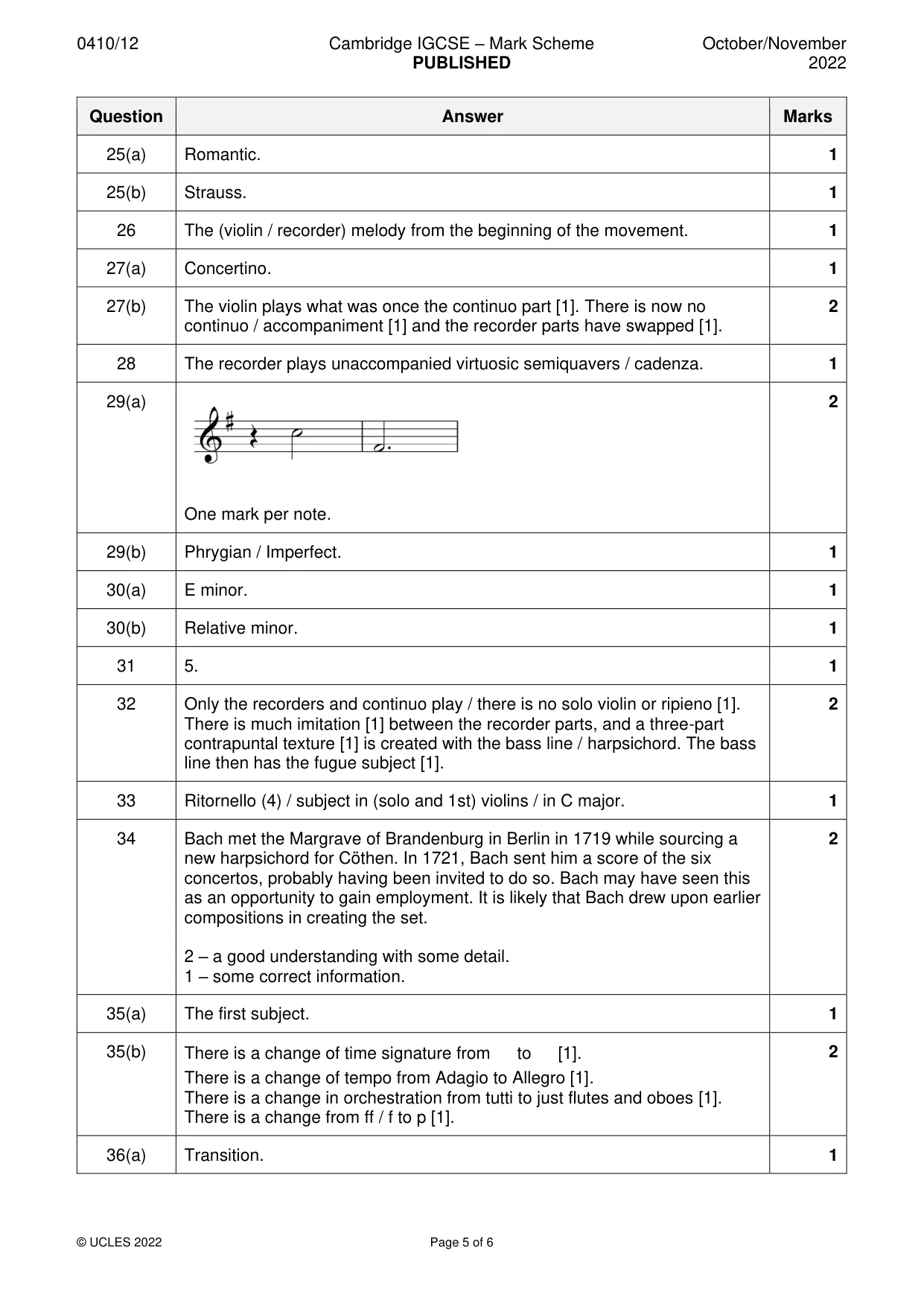 Mark scheme, page 5 of 6