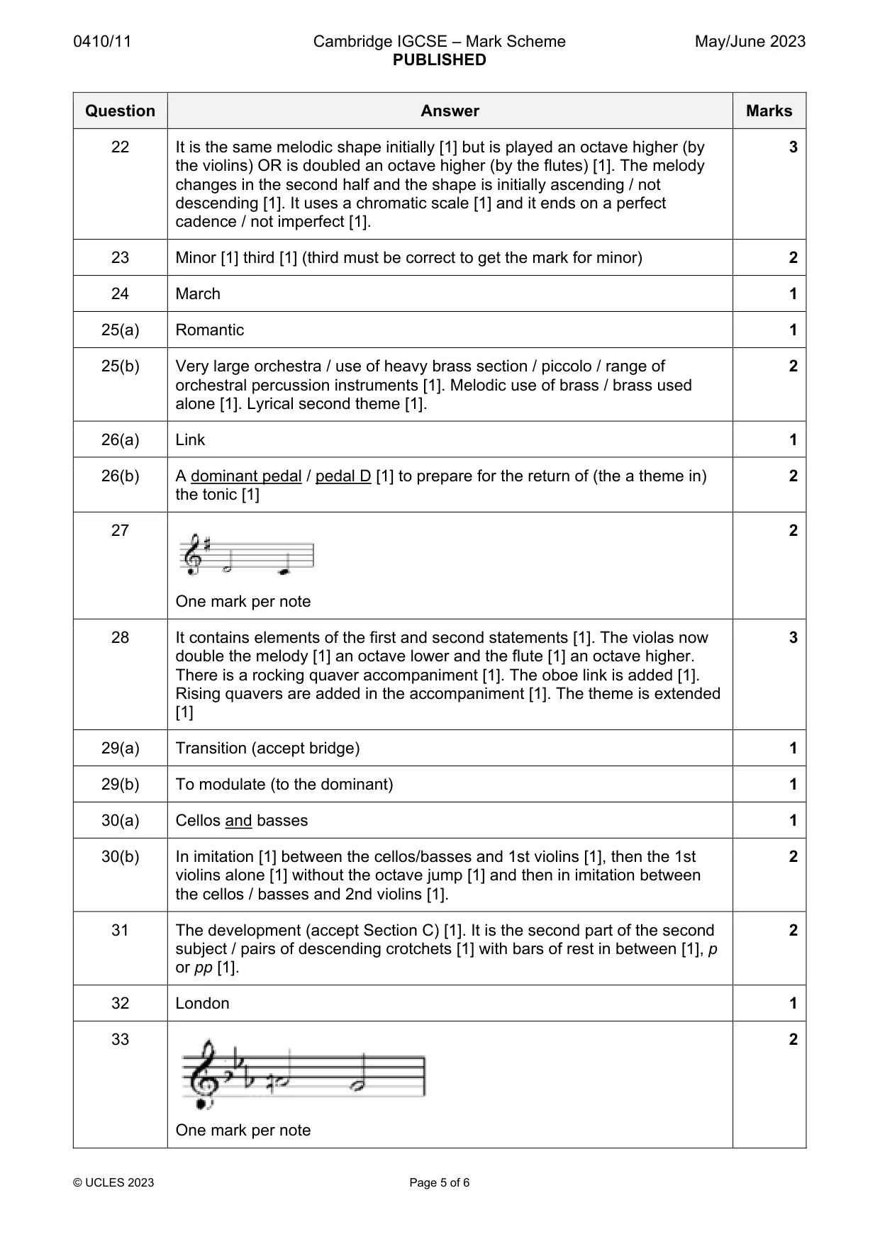 Mark scheme, page 5 of 6