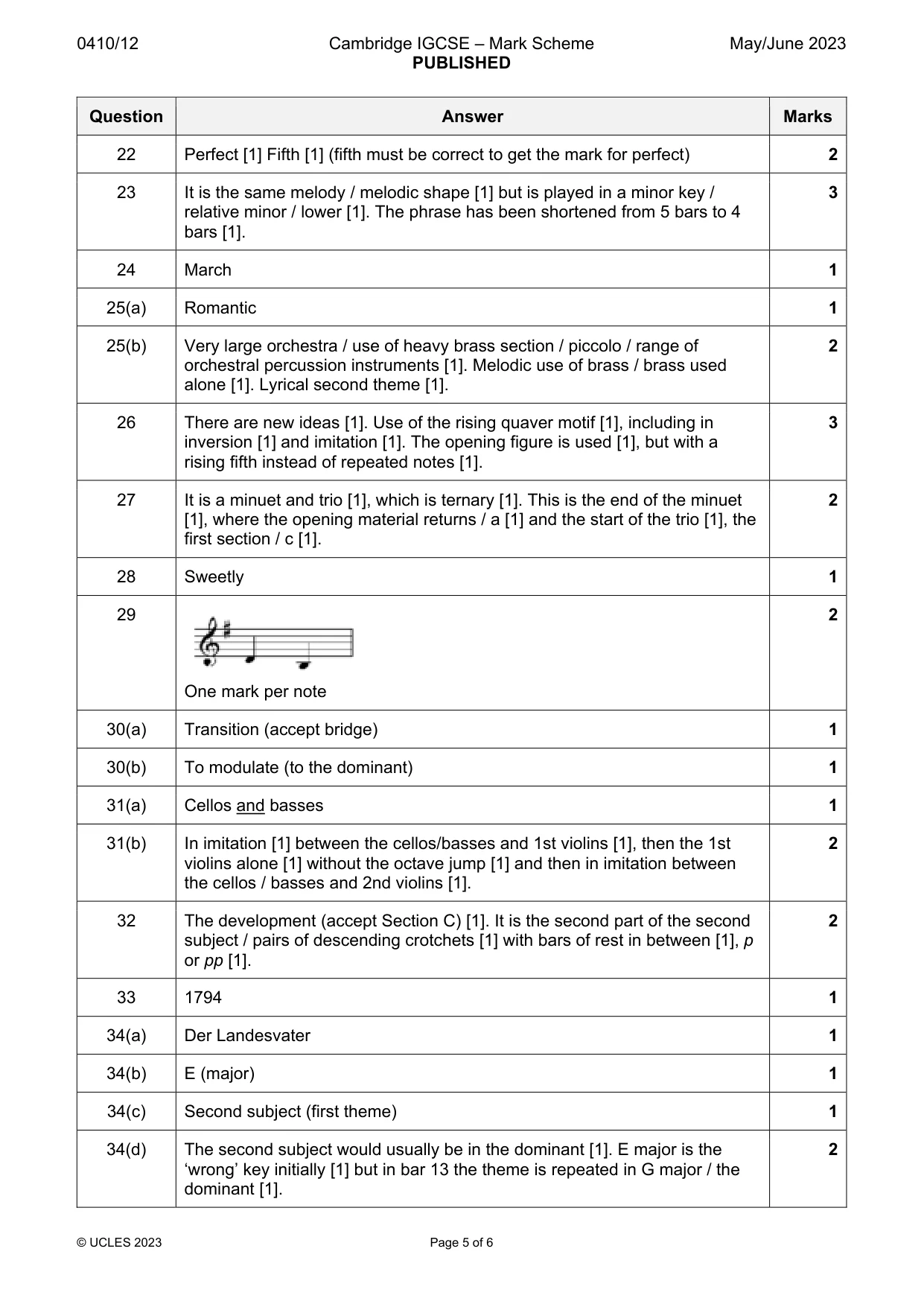 Mark scheme, page 5 of 6