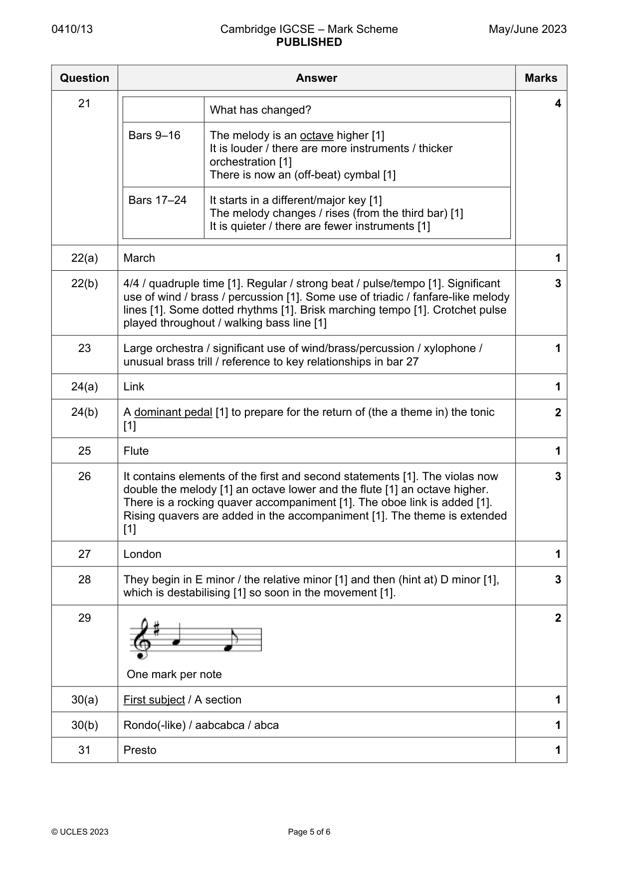 Mark scheme, page 5 of 6