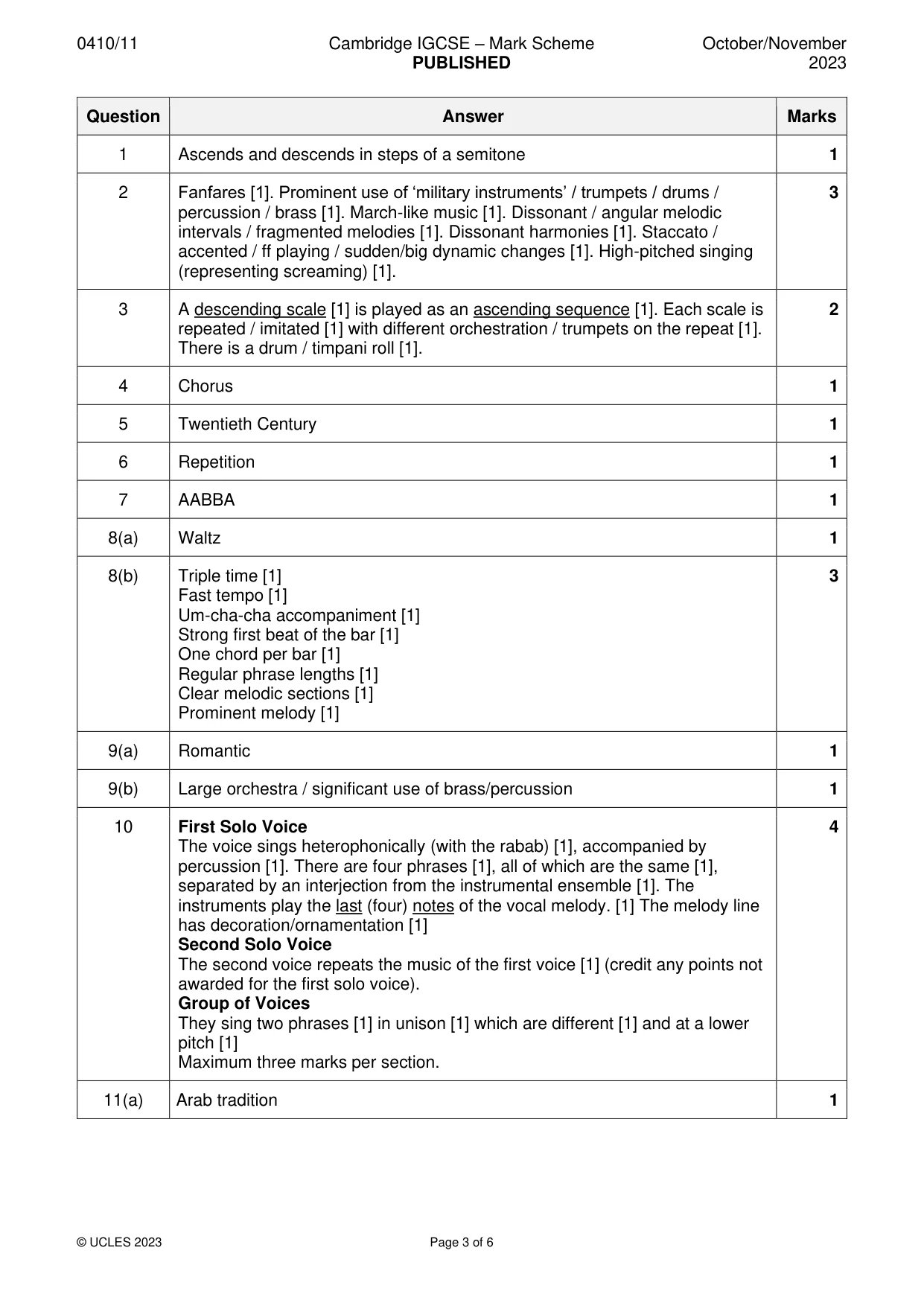 Mark scheme, page 3 of 6
