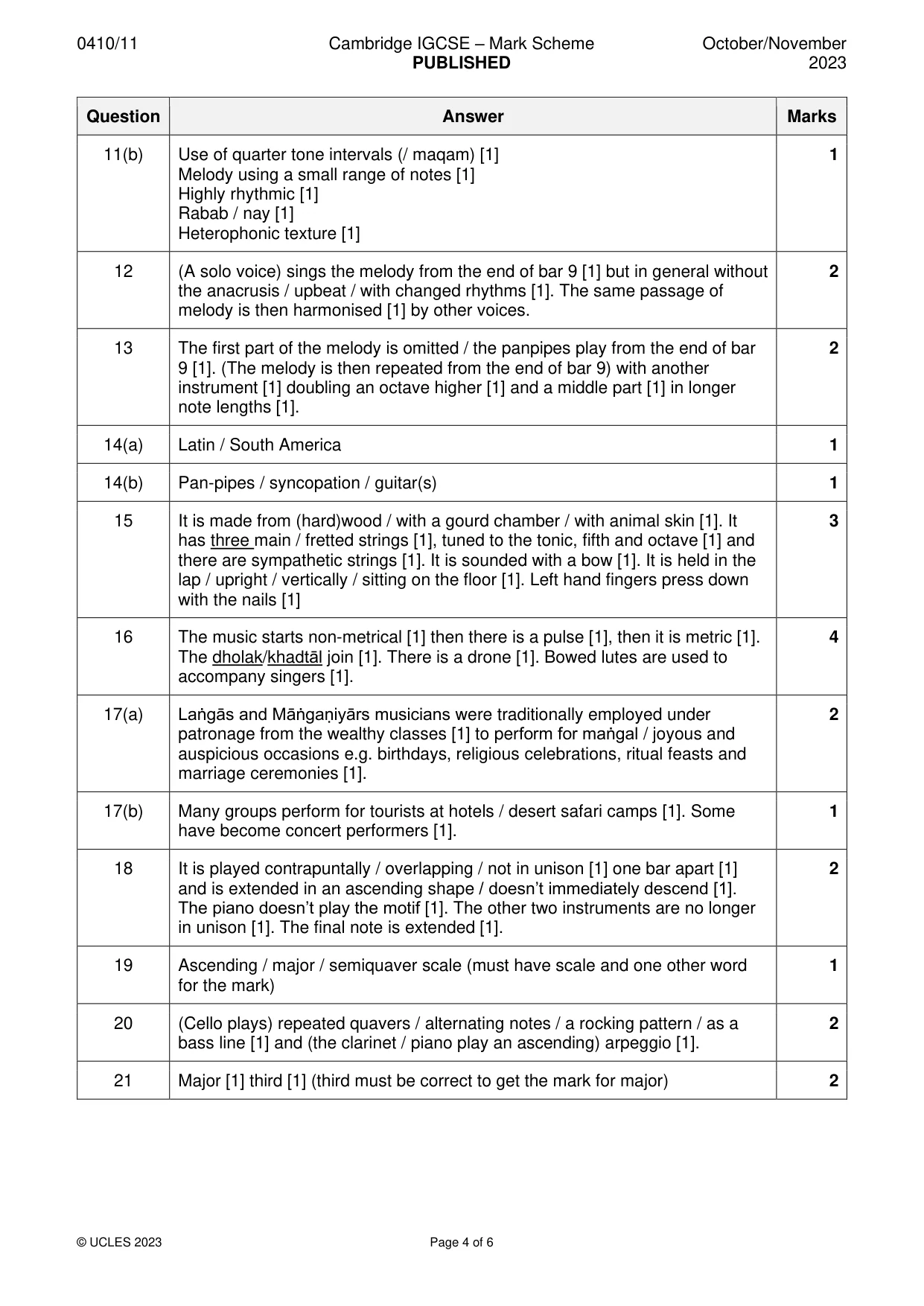 Mark scheme, page 4 of 6